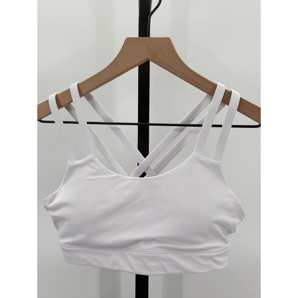 Curves N Combatboots White Strappy Cross Back Sports Bra Athletic Yoga Workout